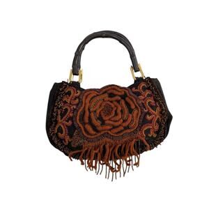IPA-NIMA Hanoi Vintage Embroidered Felt Wool Tote with Bamboo Handles